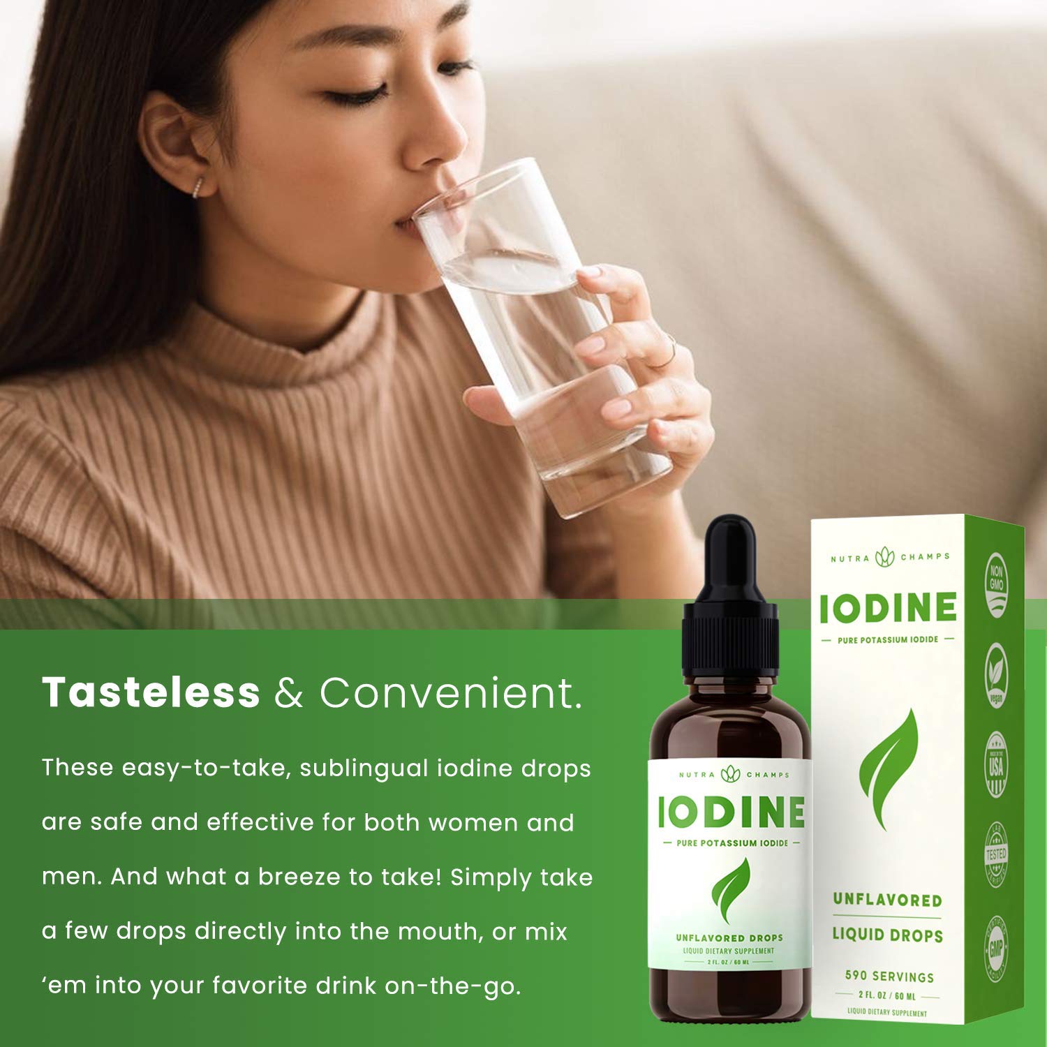 Iodine Drops (12 Year Supply) Vegan Liquid Iodine Supplement Solution