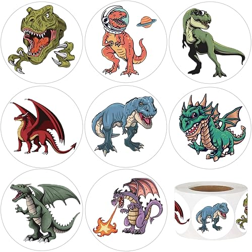600 calcomanías de dinosaurio para niños de 1.5 pulgadas, calcomanías de recompensa de dragón para estudiantes, profesores, aula, suministros de