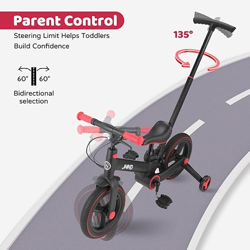 Miniatura 3 de JMMD Bicicleta para niños de 18 meses a 5 años, bicicleta de empuje 6 en 1 con ruedas y pedales de entrenamiento, bicicleta de equilibrio para niños