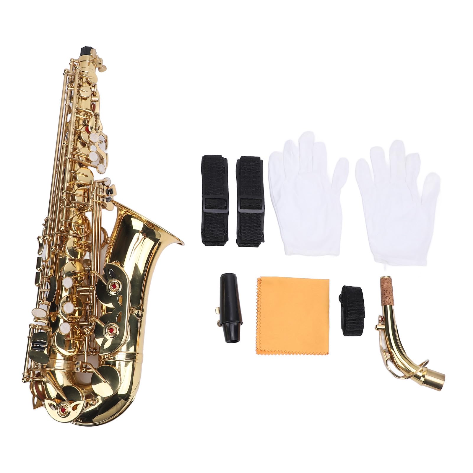 Sassofono Mib Alto, Kit Professionale per Sassofono Mib Alto in Ottone con Custodia per Trasporto e Cinghie per Bocchino for Studenti, Principianti, Professionisti