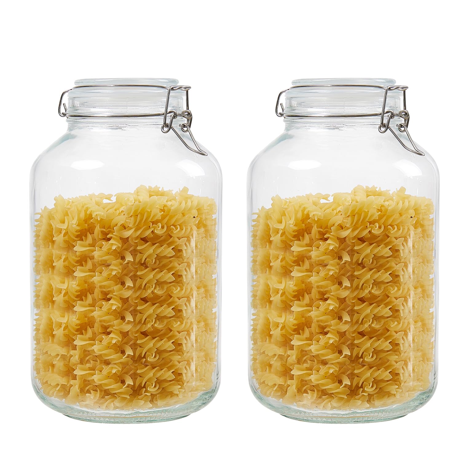 Glasdosen mit luftdichtem Deckel, Frischhaltedosen mit Drahtclip, Fettung, Glaskanister für Küche, Mehl, Müsli, Zucker, Bohnen, 2 Stück