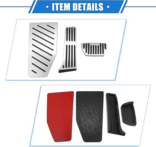 Miniatura 5 de Juego de 3 almohadillas para pedal de freno de acelerador de gas de automóvil, compatible con Toyota RAV4 2019-2021, aleación de aluminio
