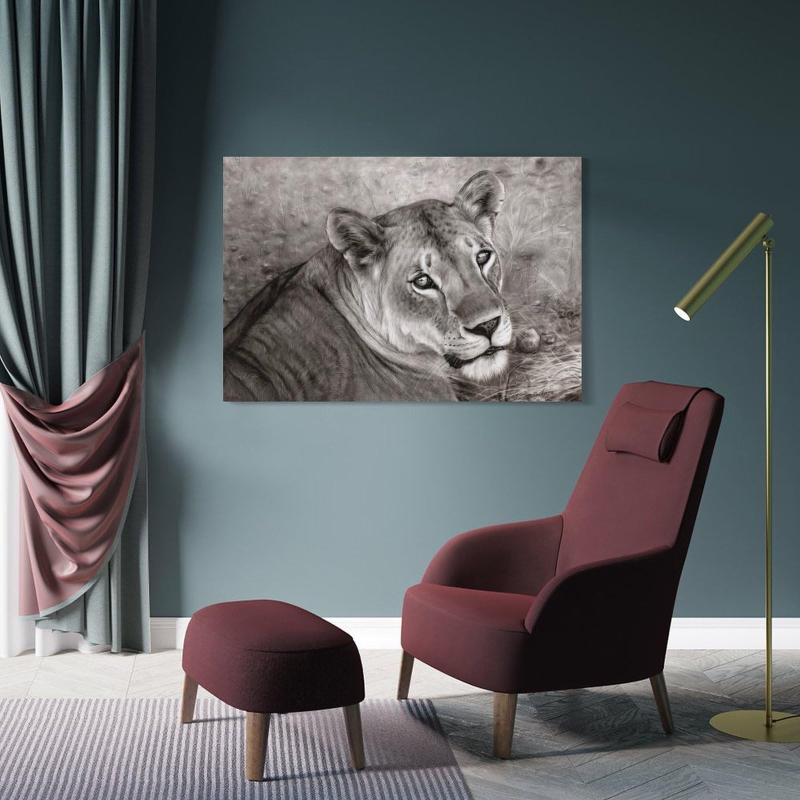 Junmoney Queen Of Savannah Wall Art Print 08x12inch(20x30cm), for Hallway, Entryway Or Landing, A Neat Decor Update for Hallways, for Everyday Interiors