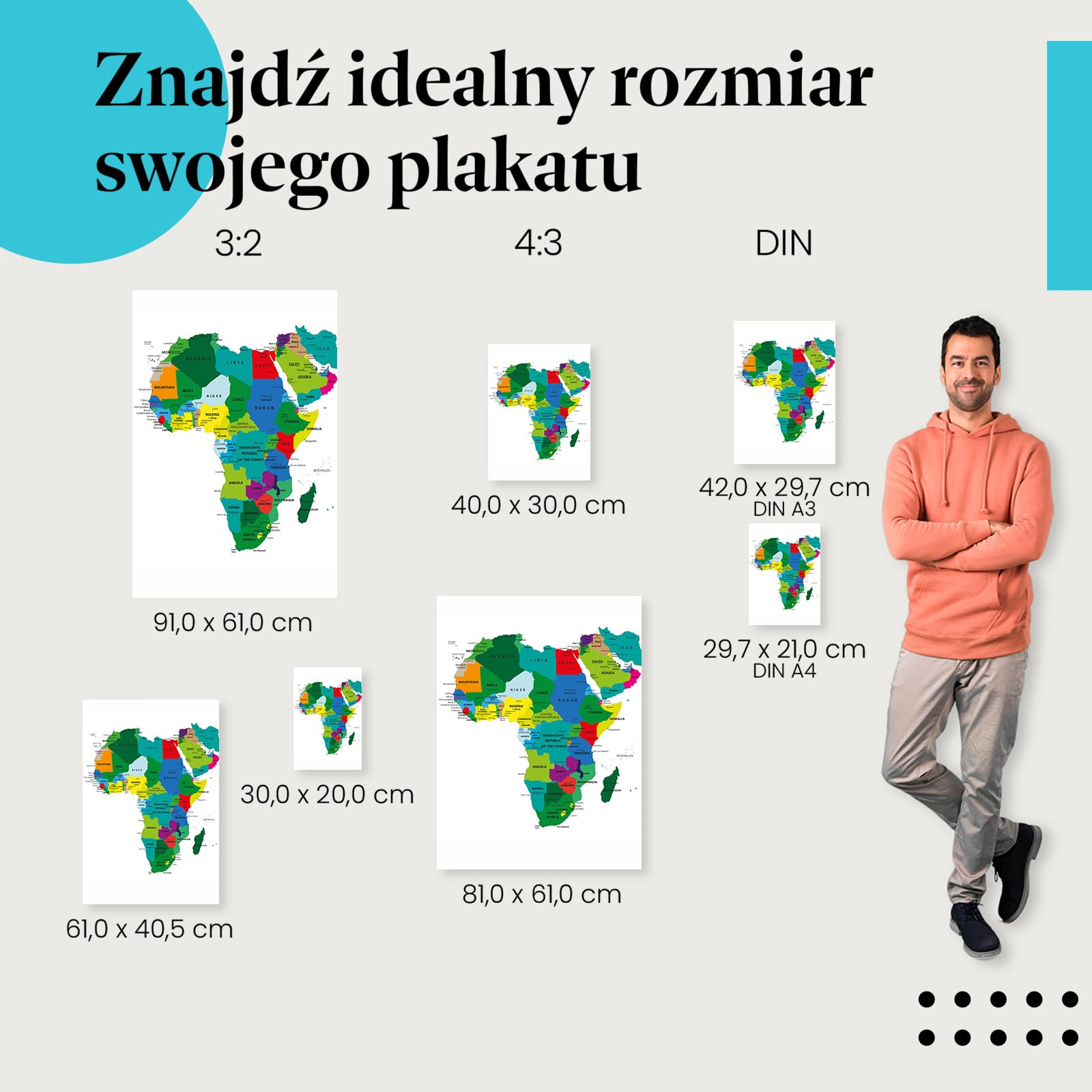 Postereck - 0936 - Mapa polityczna, Afryka, Bliski Wschód, edukacja. Wydruk, Druk, Sztuka Ścienna, Dekoracja. - ekran - 100,0 cm x 75,0 cm