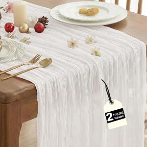2 Pack Ivory Cheesecloth Table Runner for Birthday Party Home Decor