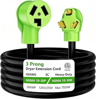 3 Prong Dryer Extension Cord 15 FT, NEMA 10-30P to NEMA 10-30R, 10AWG, STW