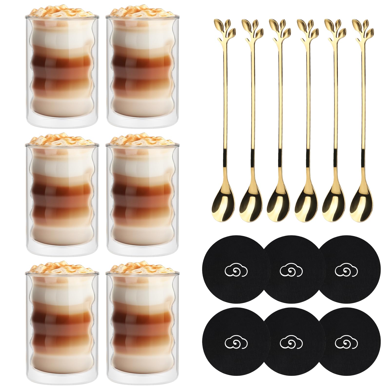 Thermoglazen latte macchiato - dubbelwandige koffieglazen - geïsoleerd - 6-delig - 200