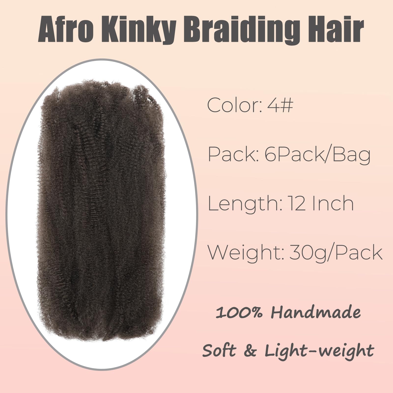 TOOPBIUTI Afro Kinky Bulk Hair 12 Inch Spring Twist Braiding Hair Bulk Locs Dreadlock Extensions Afro Kinky Curly Crochet Braid Hair (4# - Image 2