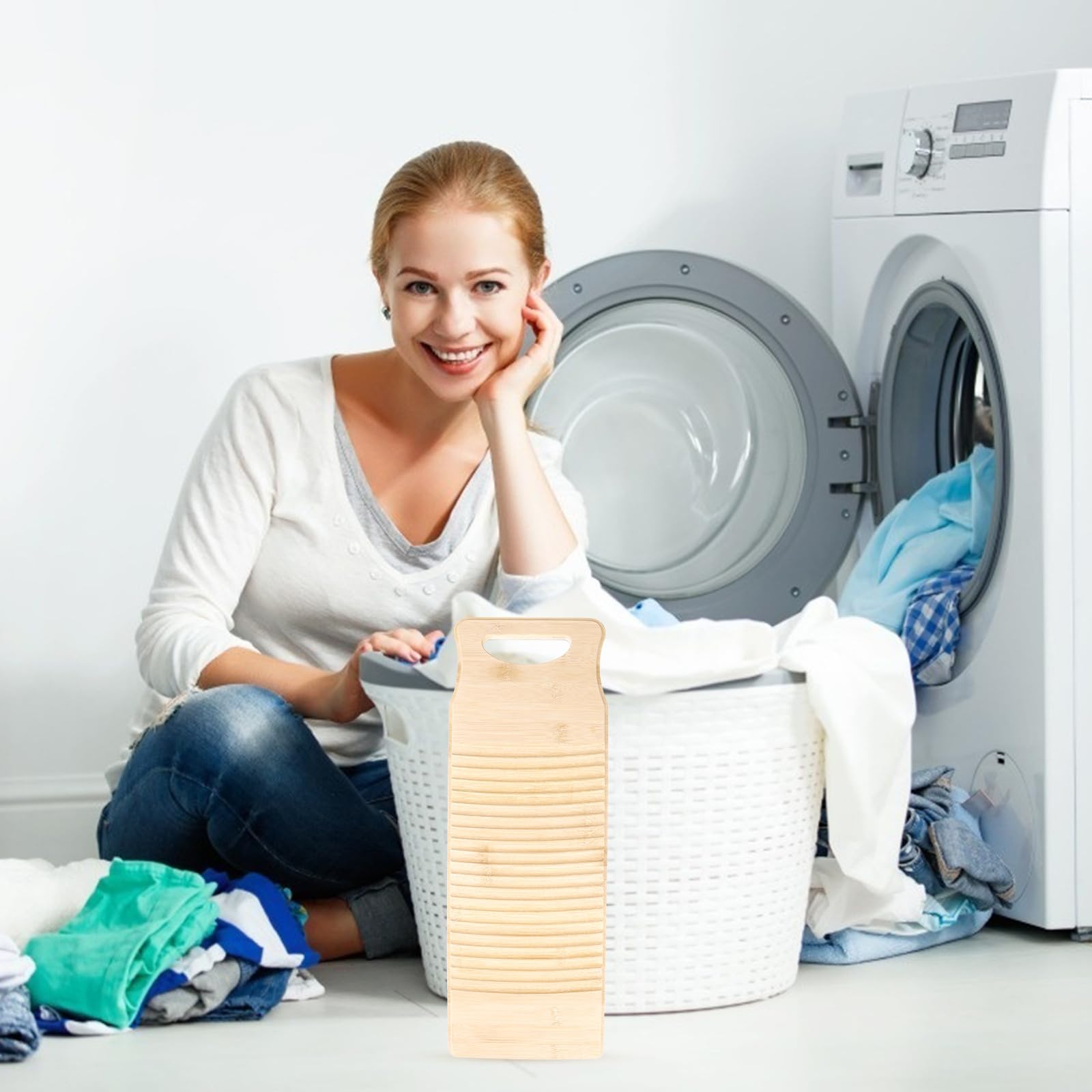 ifundom ASSE per Lavare i Panni in bambù Antiscivolo 50cm per Bucato | Asse per Lavare i Panni, Texture a , per Casa e Negozio, Lavaggio Manuale dei Capi