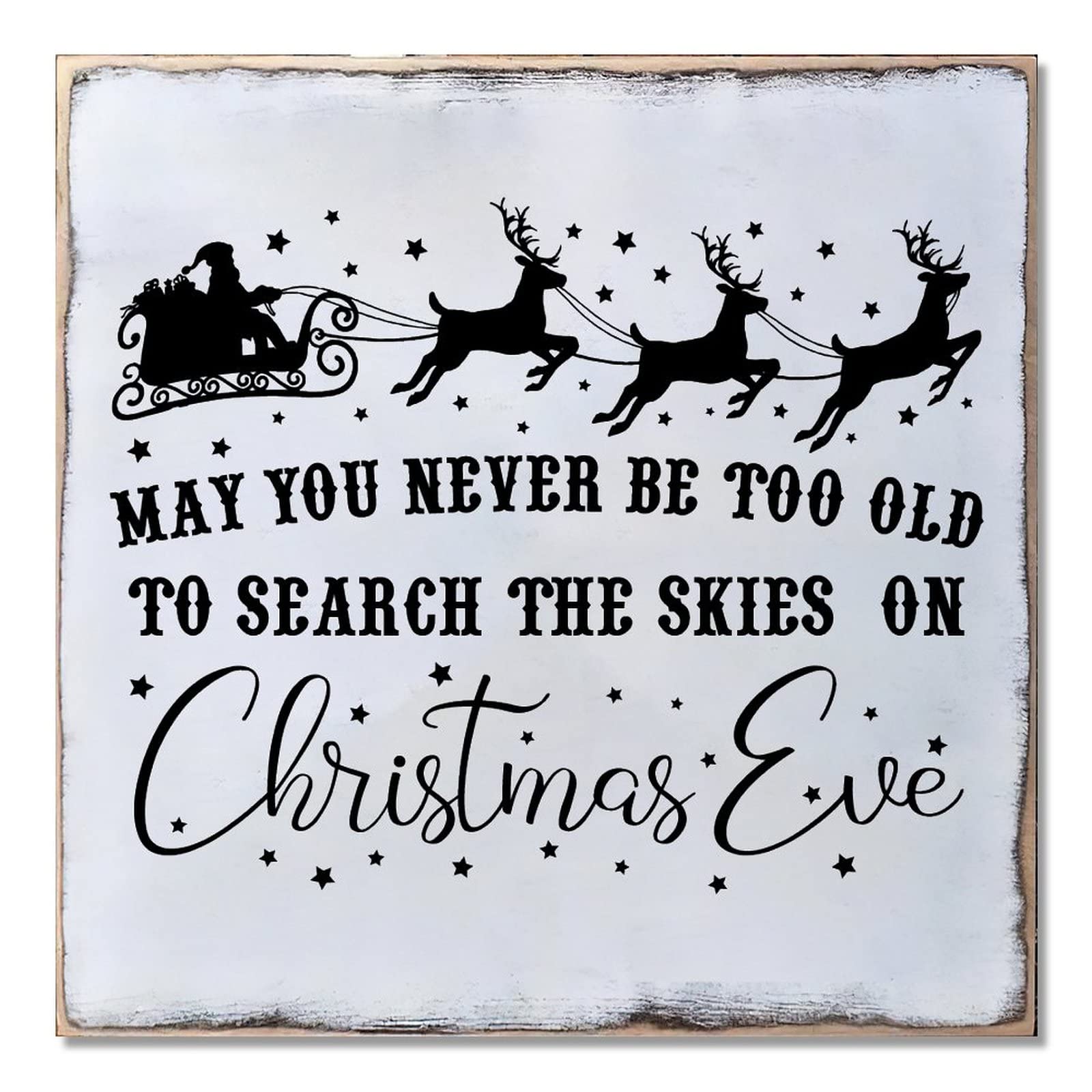 Plaque en bois Noël May You Never 40x40cm pour décoration de table et cuisine festive