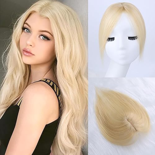 Toppers para mujer, cabello 100% humano con flequillo francés, extensiones de cabello humano con clip, extensiones de cabello humano para mujeres y