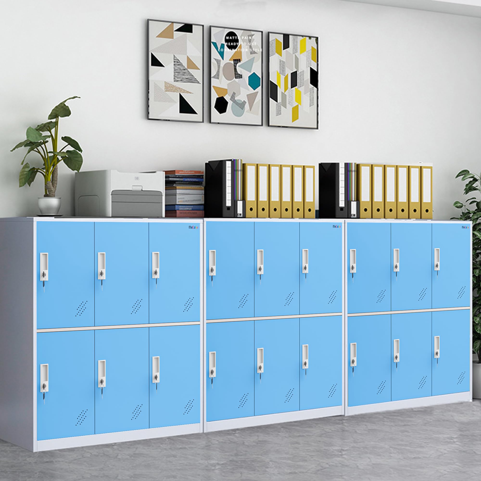 MECOLOR Armadietto portaoggetti per dipendenti, armadietto in metallo per ufficio, armadietti da palestra, armadietto in acciaio con serratura per la casa... (6D, blu)