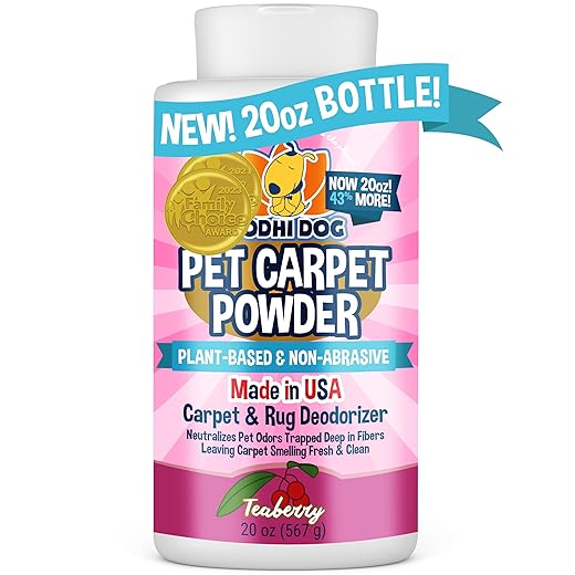 Bodhi Dog Natural Carpet Deodorizer Powder - Dry Pet Smell Eliminator & Urine Odor Remover - Loosens Fur & Dirt - Plant-Based Room Freshener for Vacuuming Home with Pets - Teaberry (Pack of 1)