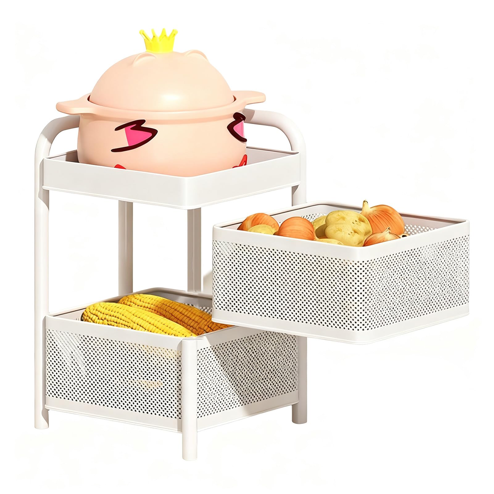 Estante de cocina giratorio para organizar tus frutas y verduras en el salón o terraza