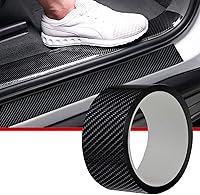 Vista 8 de CloudBuyer Protector universal para borde de puerta de automóvil, película de vinilo negro brillante 5D de fibra de carbono con protección