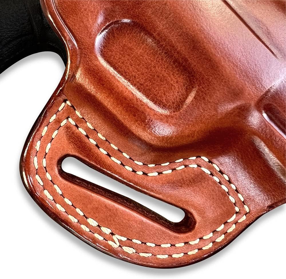 Masc Premium The Ultimate Leather OWB Pancake Holster Open Top Fits Bersa-Type Firestorm 3.5-inch, Right Hand Draw, Brown Color #1371#