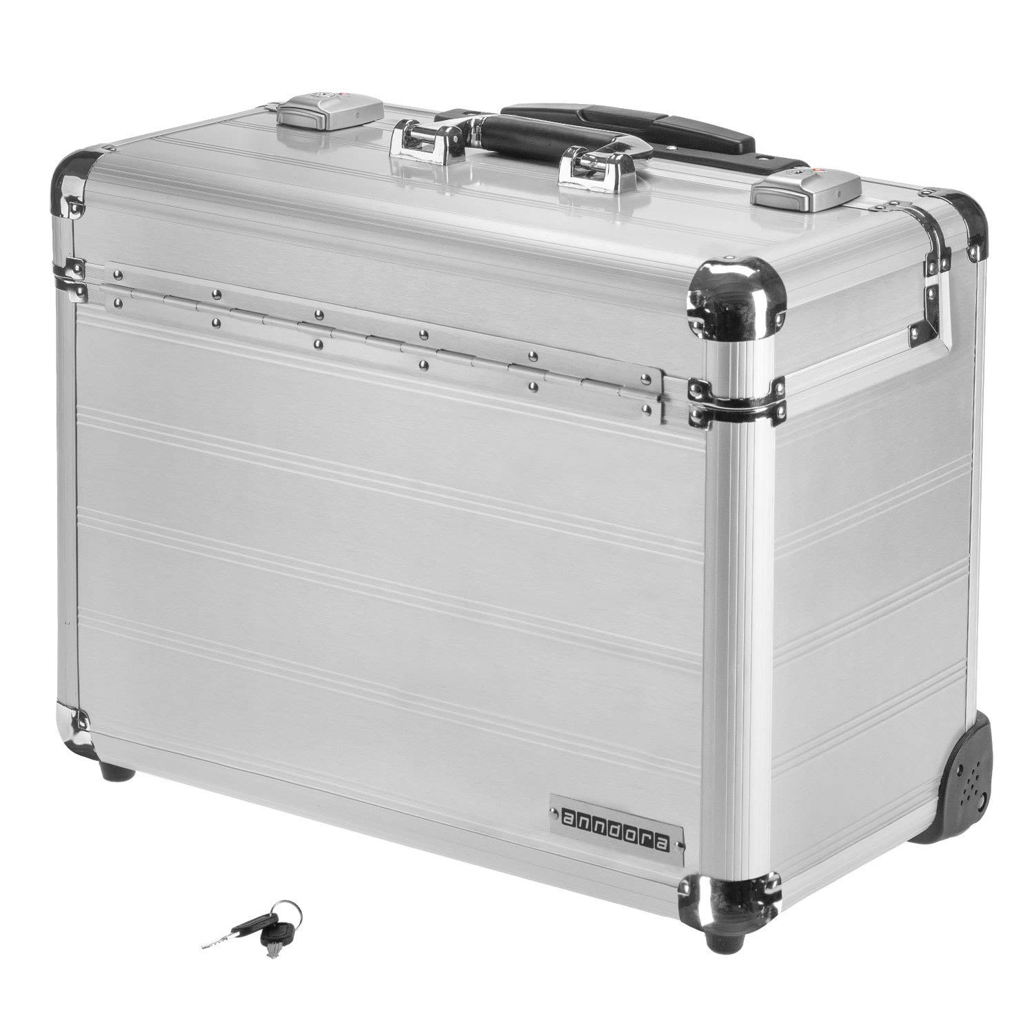 Business Trolley Pilotenkoffer Laptopfach TSA Schlösser Aluminium Oberfläche Silber