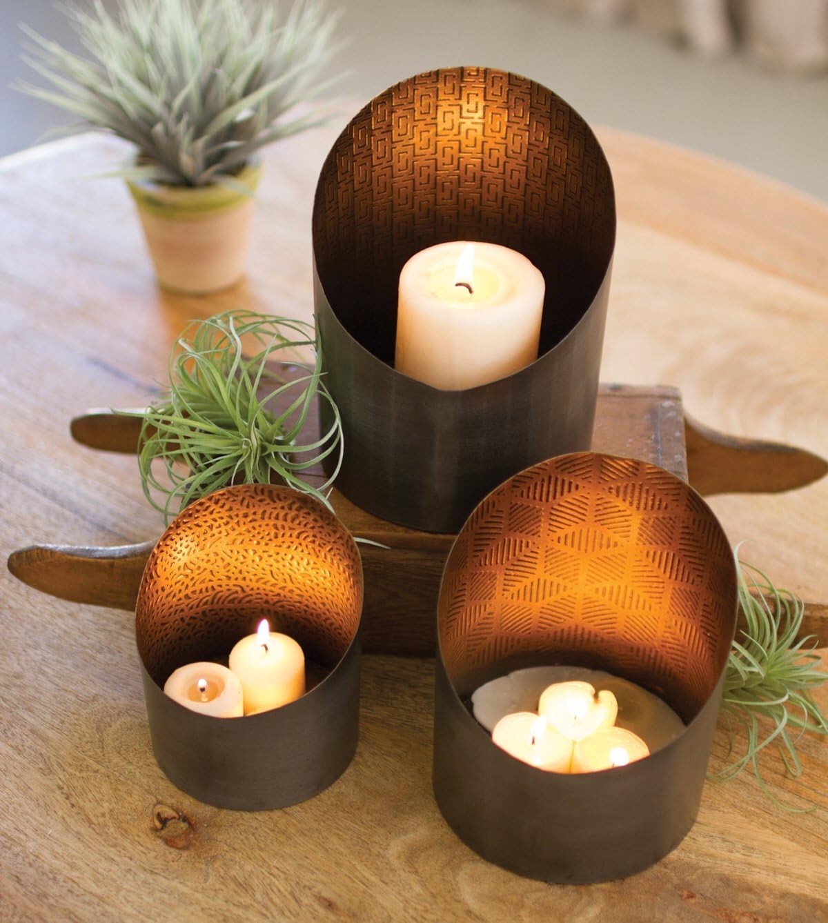 Metal Candle Holders, Set of 3