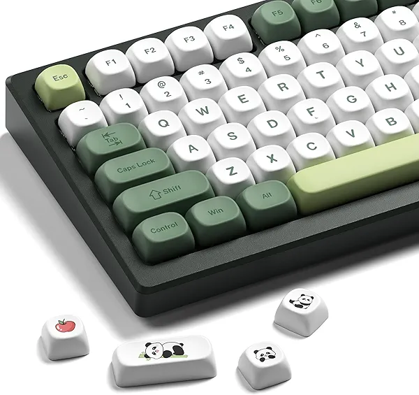 XVX MOA Profile Matcha Panda PBT Dye-Sub Keycaps Set, 143-Key Green & Creamy Keycaps for Mechanical Keyboards (Compatible with 61/64/68/84/87/100/104/108 Cherry MX Switches)
