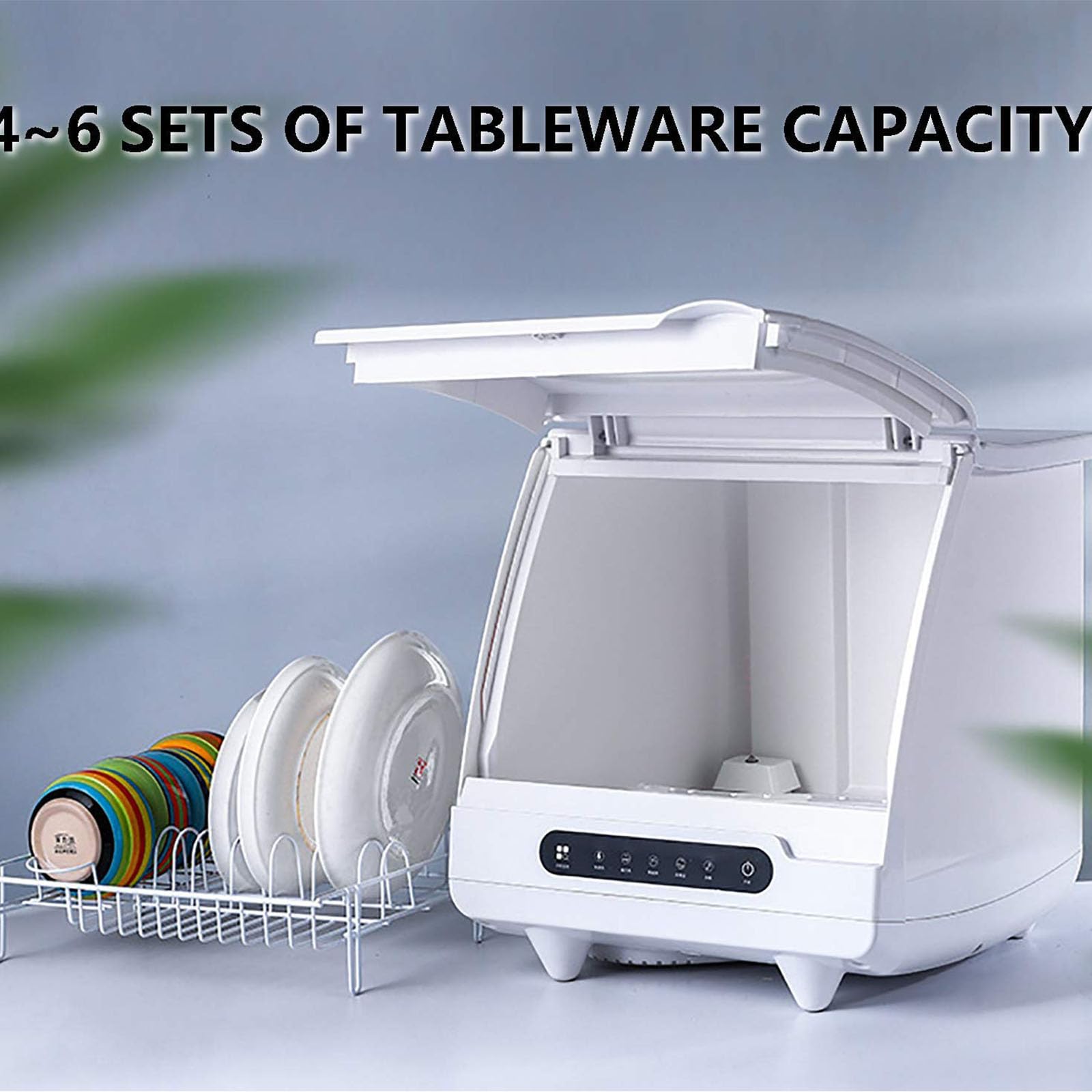 Lavavajillas Totalmente Automático, Lavavajillas De Sobremesa Portátil Totalmente Automático, Mini Lavavajillas Con 5 Programas Con Inicio Retardado - Con Interior De Acero Inoxidable Y 6 Estantes