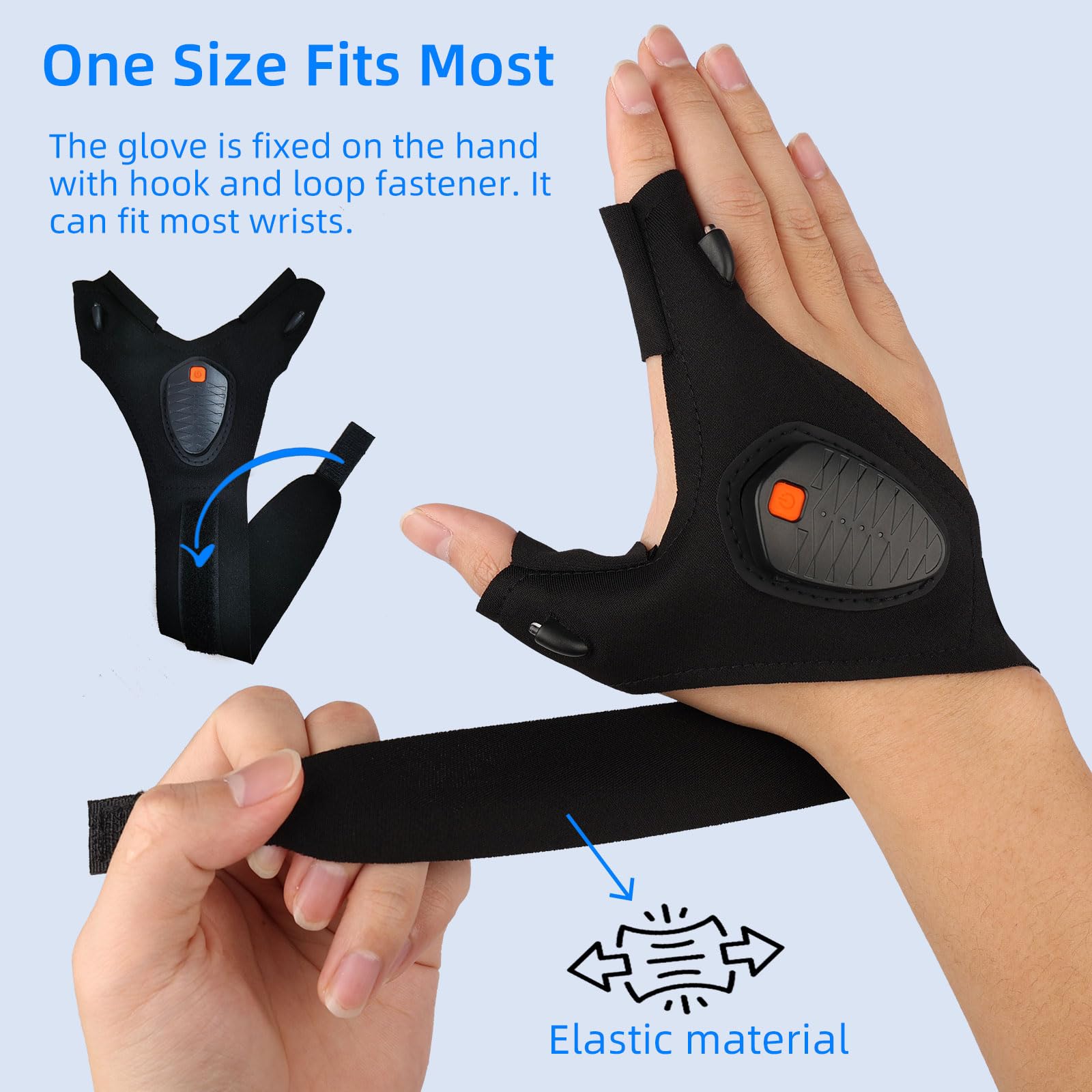 Guantes de linterna LED, regalos para hombres, mujeres, Navidad, cumpleaños, accesorios geniales para papá, marido, novio, impermeables, recargables, luces manos libres