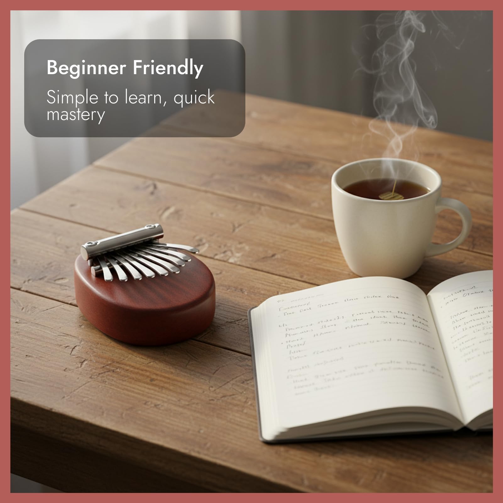 Mini Kalimba mit 8 Tasten, Exquisites Daumenklavier aus massivem Holz, handgefertigtes Kalimba Instrument für Musikliebhaber, kleines Handpan-Musikinstrument