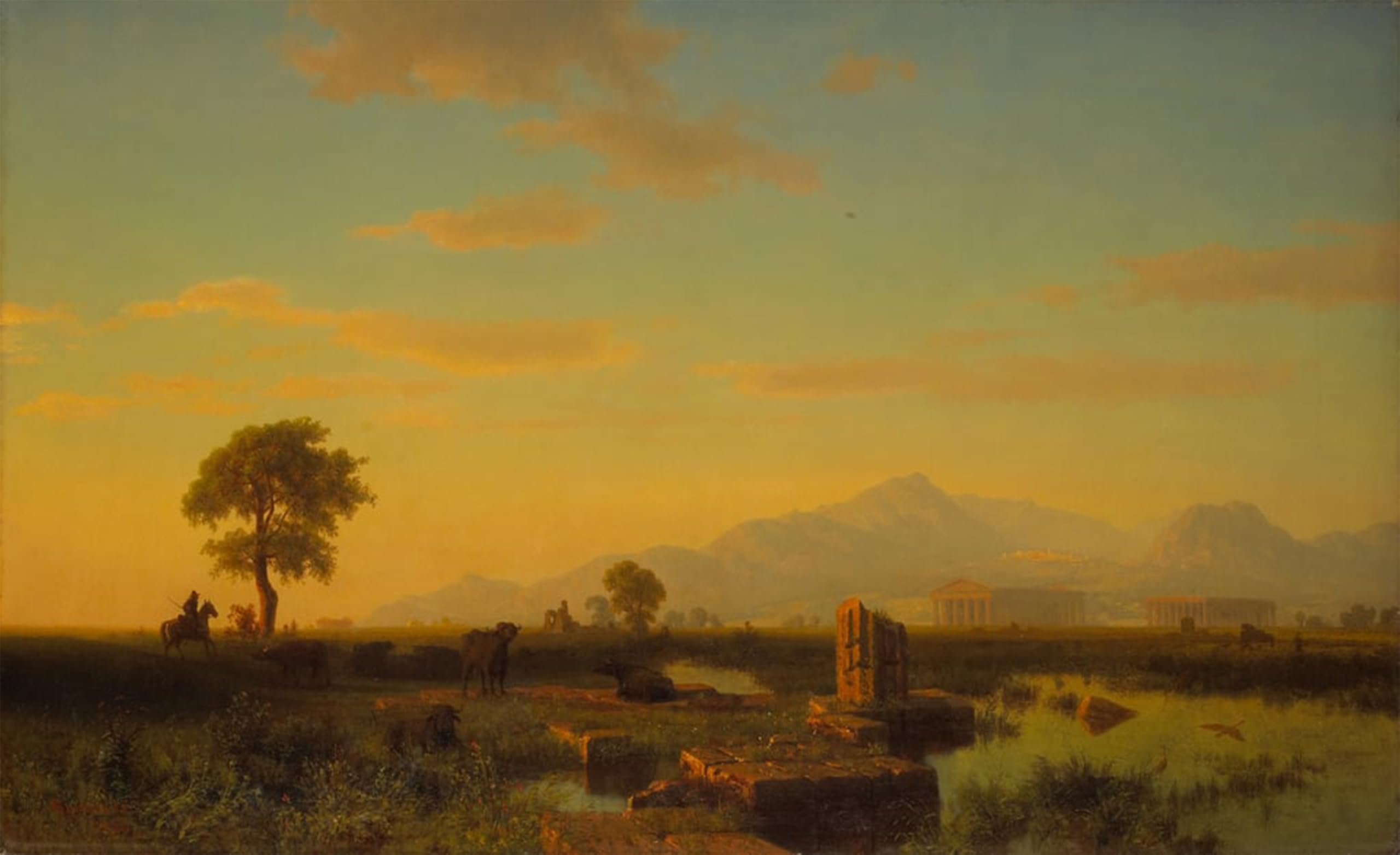 SERENDIPITP Aesthetic Poster Photo Wall Print Retro Picture Ruins of Paestum by Albert Bierstadt Modern Wall Artwork for Home Decor 60x90cm