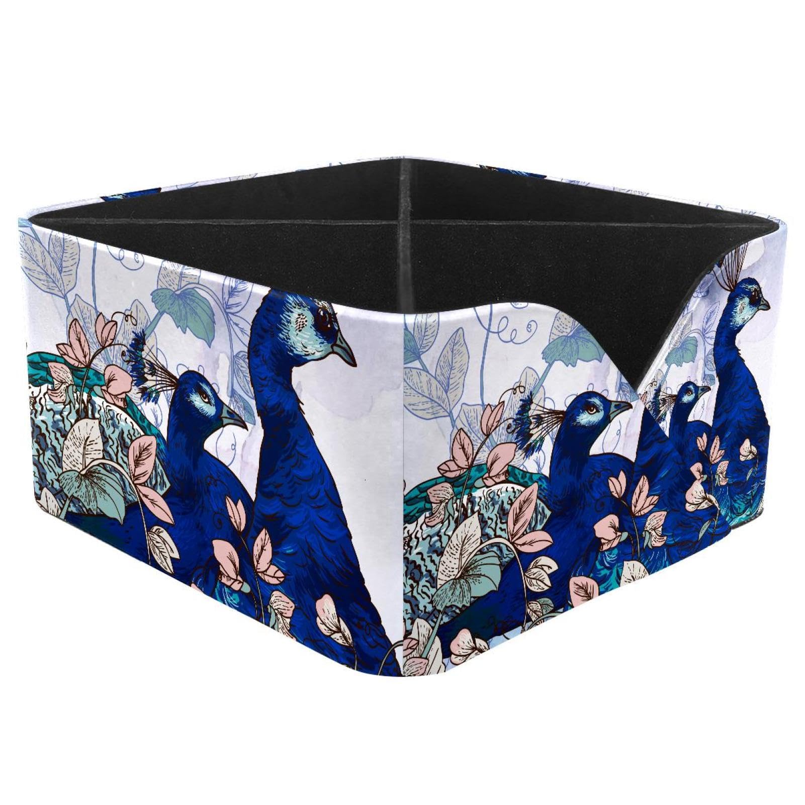 KengjuTesu Watercolor Peacocks Desktop Organizer Pen Holder, Rectangular Pencil Cup for Office, Study and Makeup Stations
