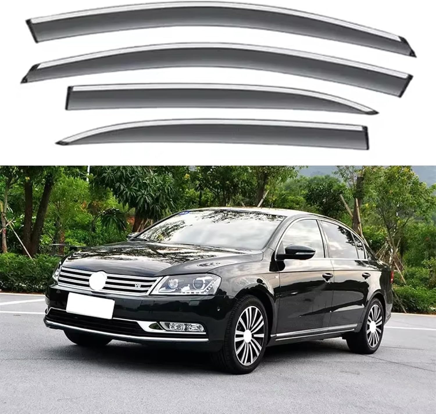 liufangfc Wind Deflectors for VW Magotan 2007-2020 – 4pc Tape-On Smoked Visors, Weatherproof, Anti-Salt/Snow, Low-Noise