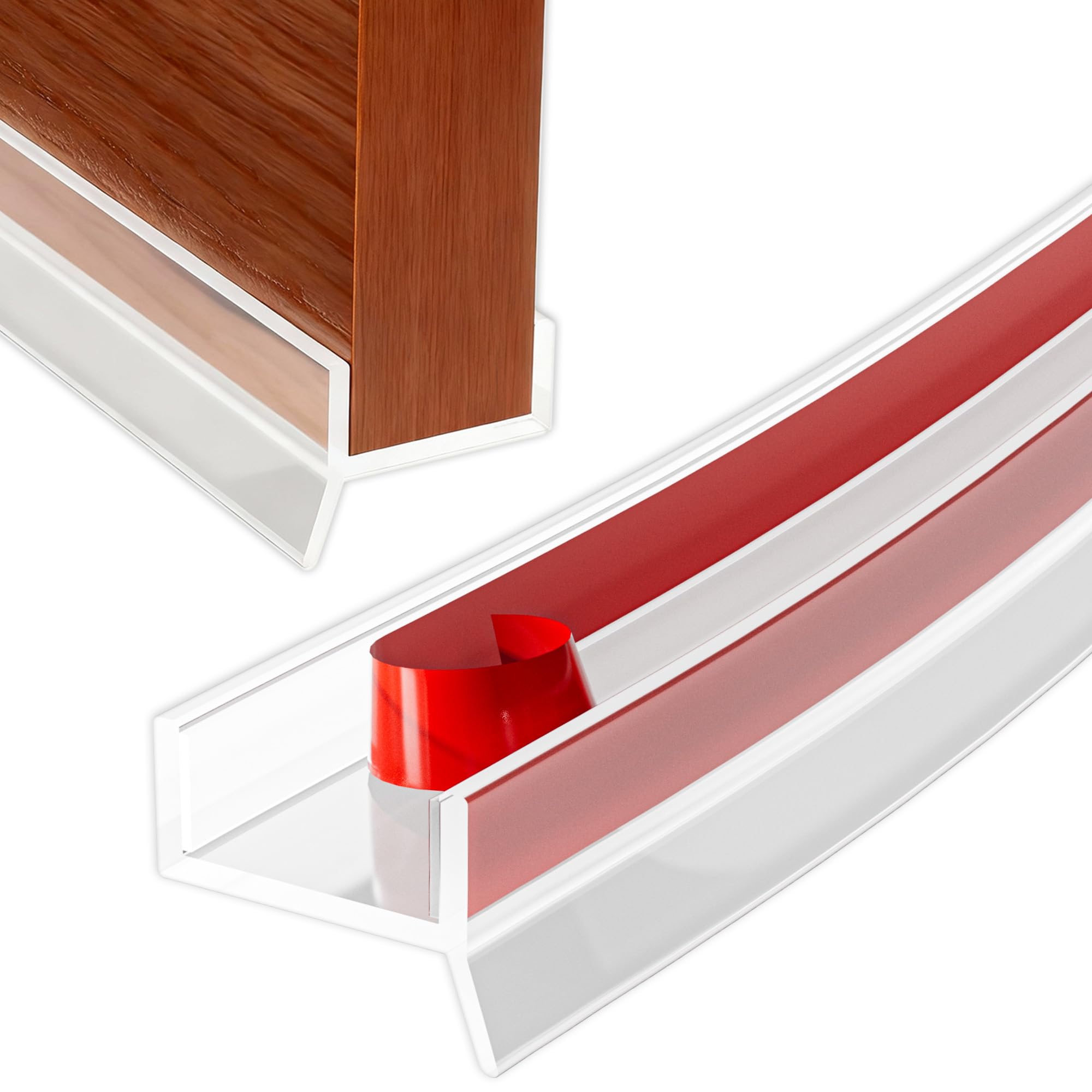 Flexible Silicone 5M Kitchen Plinth Sealing Strip, Self Adhesive Kitchen Kickboard Plinth Seal Strip for 15mm, 16mm, 17mm Thickness, Easy to Cut Door Sealing Strip for Kitchen Panel (Transparent)