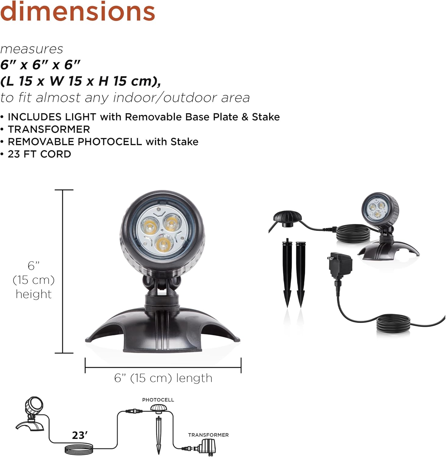 Set of 3 Warm White LED Outdoor Landscape Spotlights