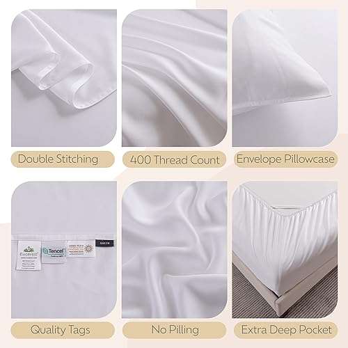 Miniatura 4 de EUCAREST Juego de fundas de almohada de lujo tamaño King, Tencel de eucalipto orgánico, hipoalergénico, regulación térmica, ultrasuave y