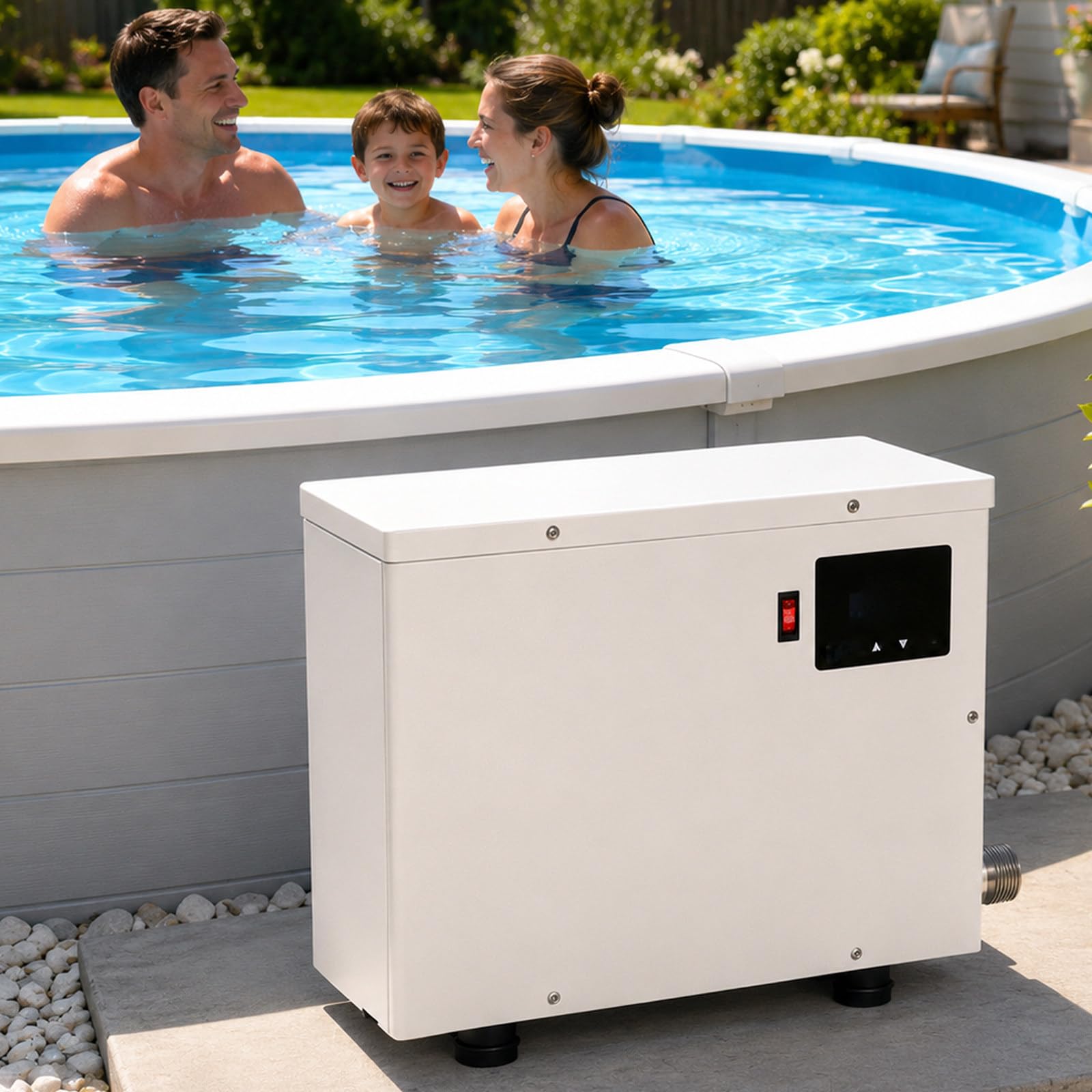 Riscaldatore Elettrico per Piscina 220 V, Scaldacqua 5.5KW / 9KW / 11KW con Termostato Automatico, Riscaldatore in Acciaio Inox per Piscina Fuori Terra, Spa E Vasca Idromassaggio 11KW