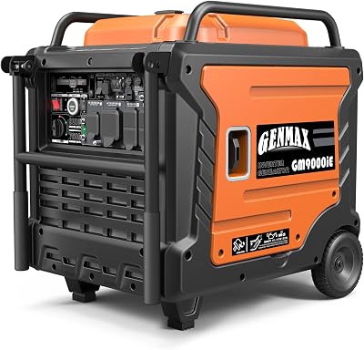 GENMAX Portable Generator, 9000W Super Quiet Gas Powered Engine with Parallel Capability, Remote/Electric Start, Digital Display,EPA Compliant,CO Alarm Ideal for Home Backup Power (GM9000iE)