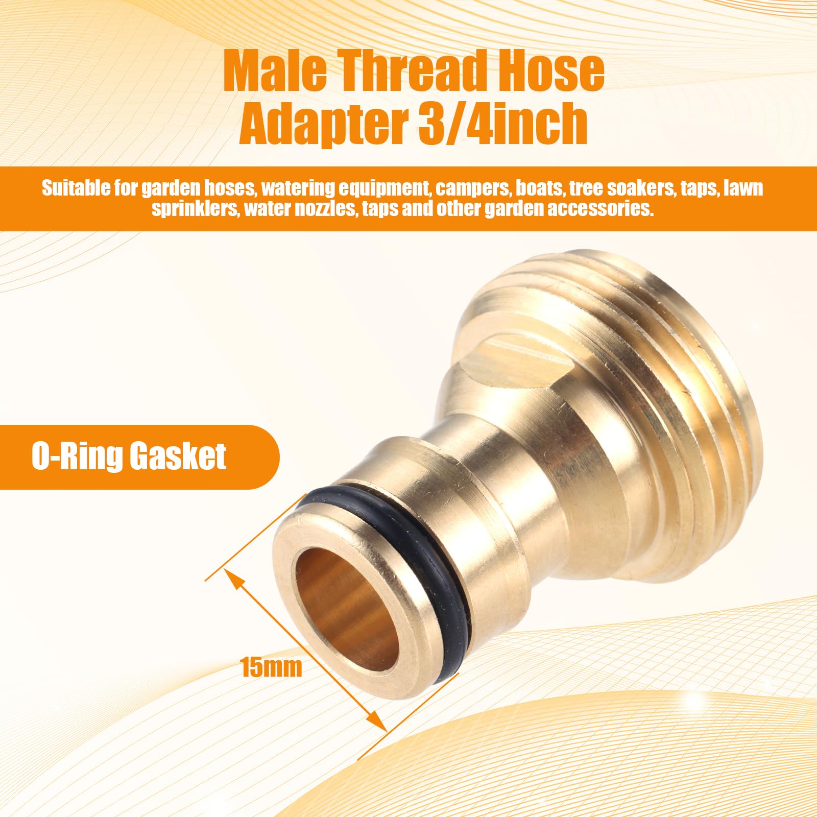 DRELD 2Pcs 3/4 Inch Brass Garden Hose Quick Adapters, Tap Connectors with External 3/4" Threads - Image 4