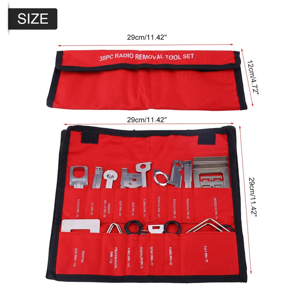 Strumento di installazione di rimozione audio per auto 38 pezzi, kit chiave radio sterieo(Rosso)
