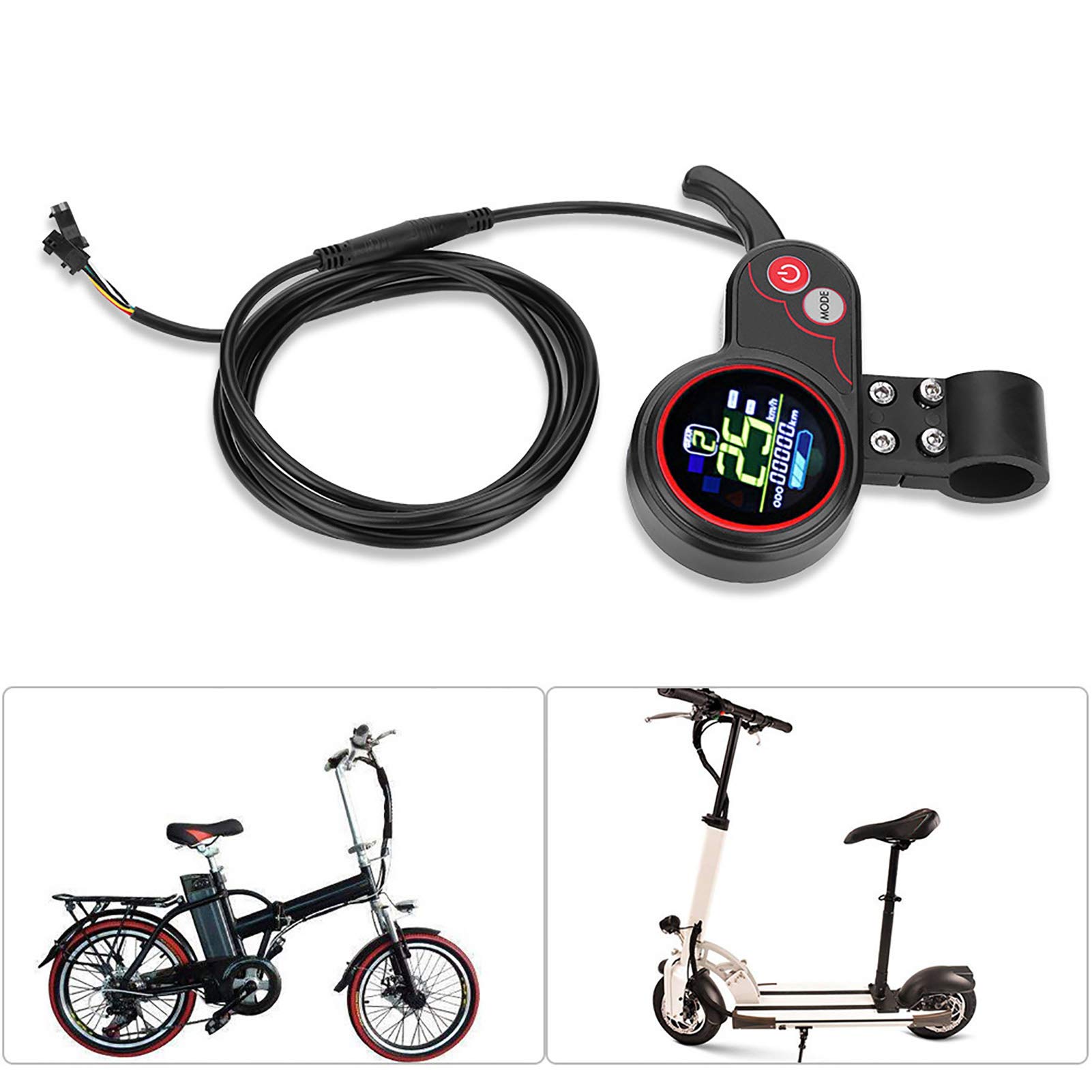 CHICIRIS Display del Controller per Bici elettriche, Pannello di Controllo del Display LCD del Controller con Accessorio Interruttore del Cambio per Scooter Elettrico (Nero)(36V)