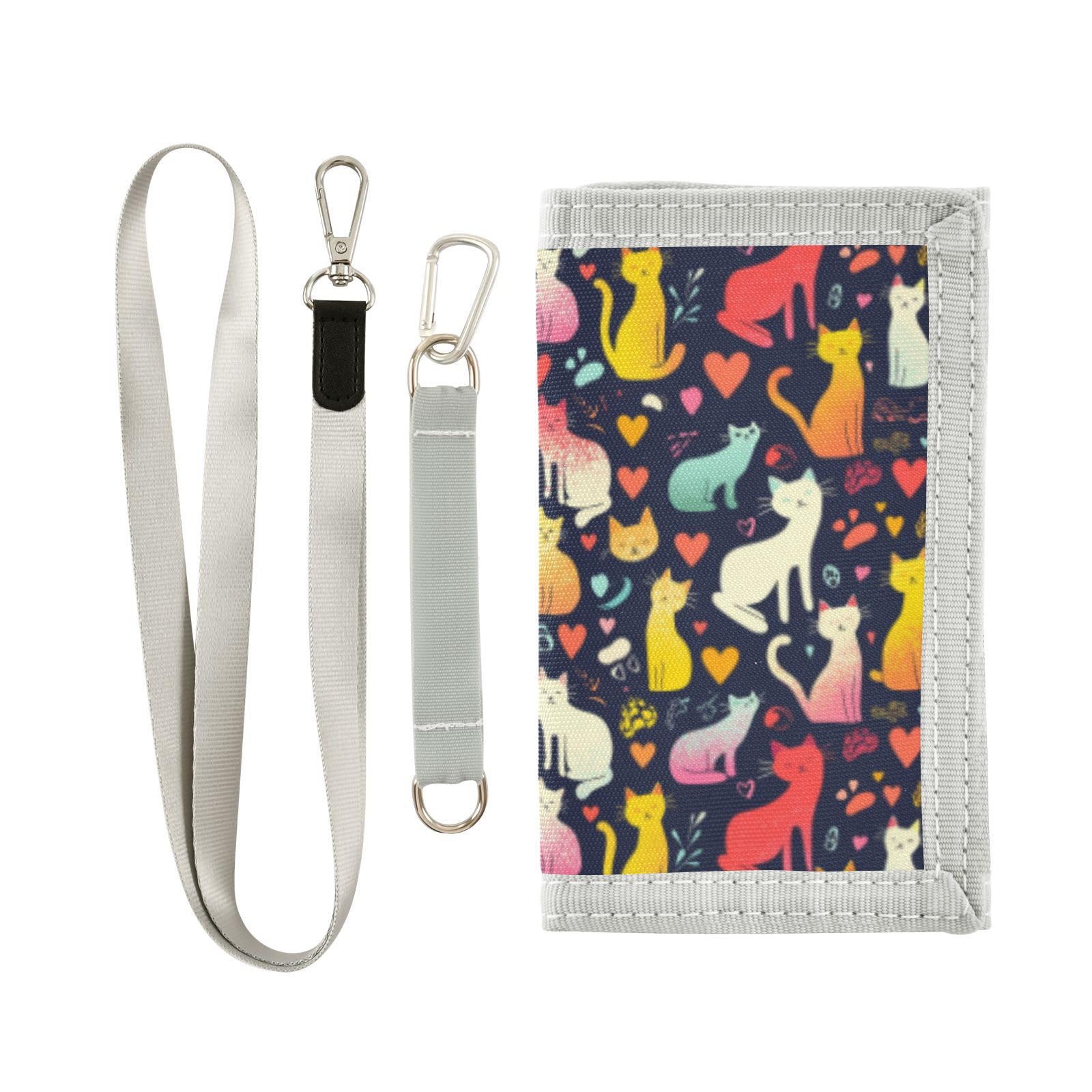 Wusikd Cute Cats Kids Wallet for Boys Girls Hearts Toddler Trifold Wallet Novelty Wallet for Teens Women Men