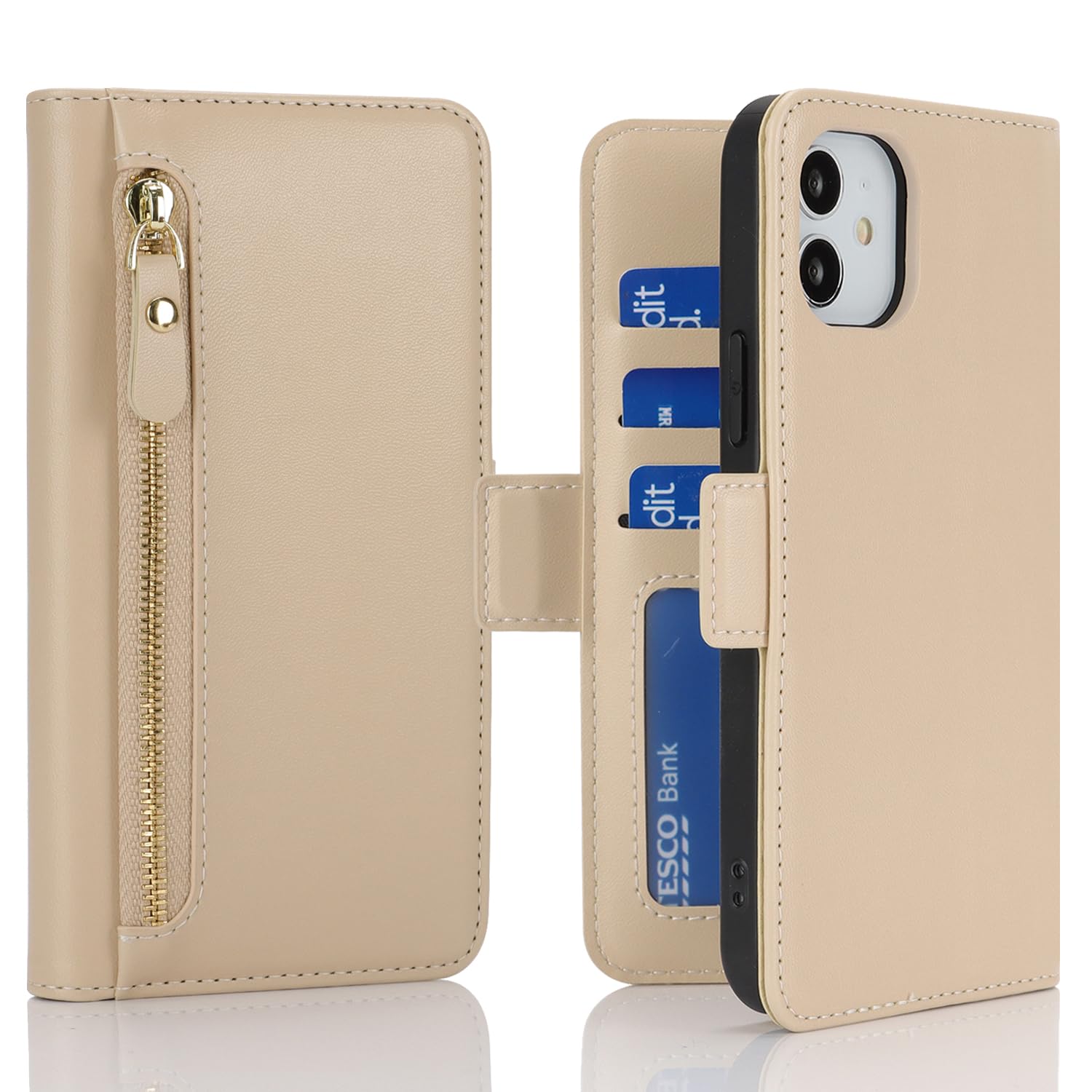 Funda Cartera Con Tapa Para IPhone 11 | Cuero PU Gris Oscuro | Ranuras Tarjetas Y Soporte | Compatible MagSafe