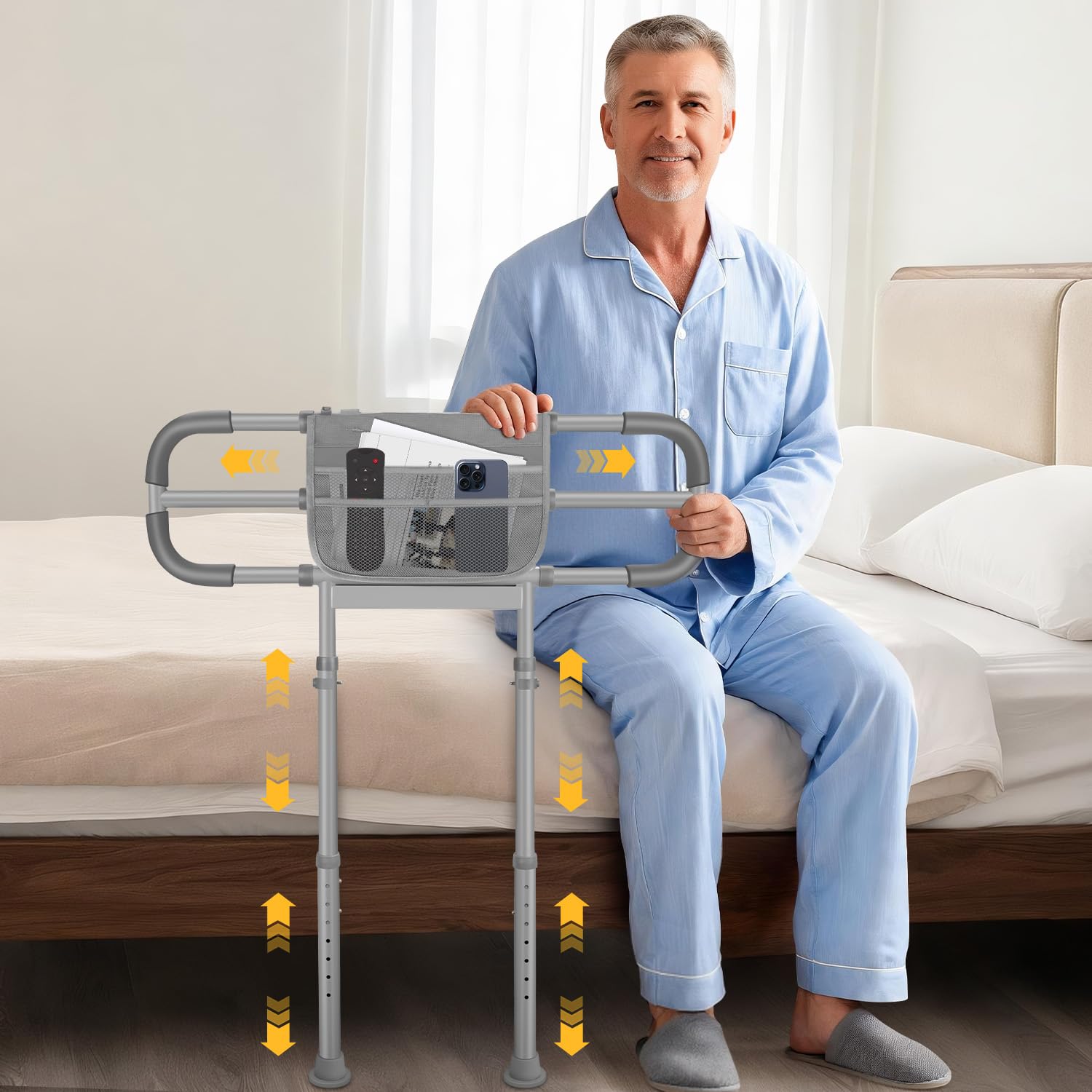 Photo 1 of EASYVAVA Adjustable Bed Rail with LED Light