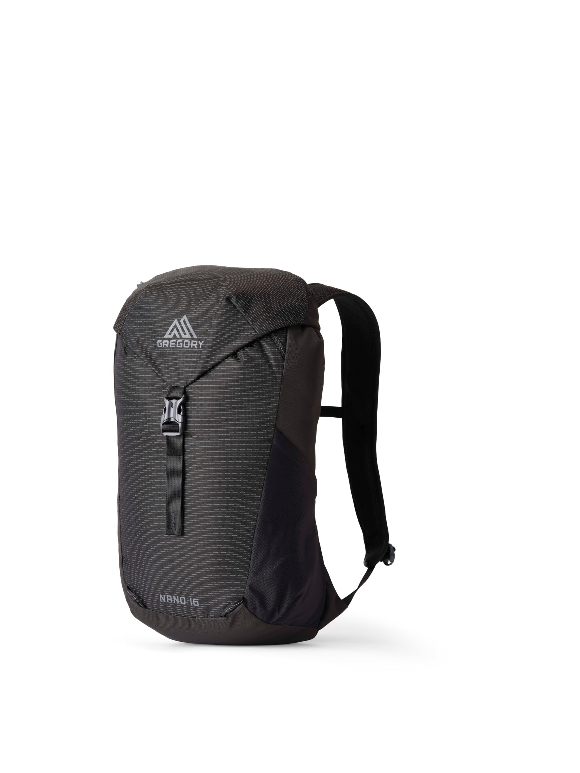 Gregory Essential Hiking - Nano 16 - Casual Backpack, 48 cm, 16 L, 0.36 KG, Lightweight day backpack, Reservoir Compatible, Colorful backpack, Black (Optic Black)