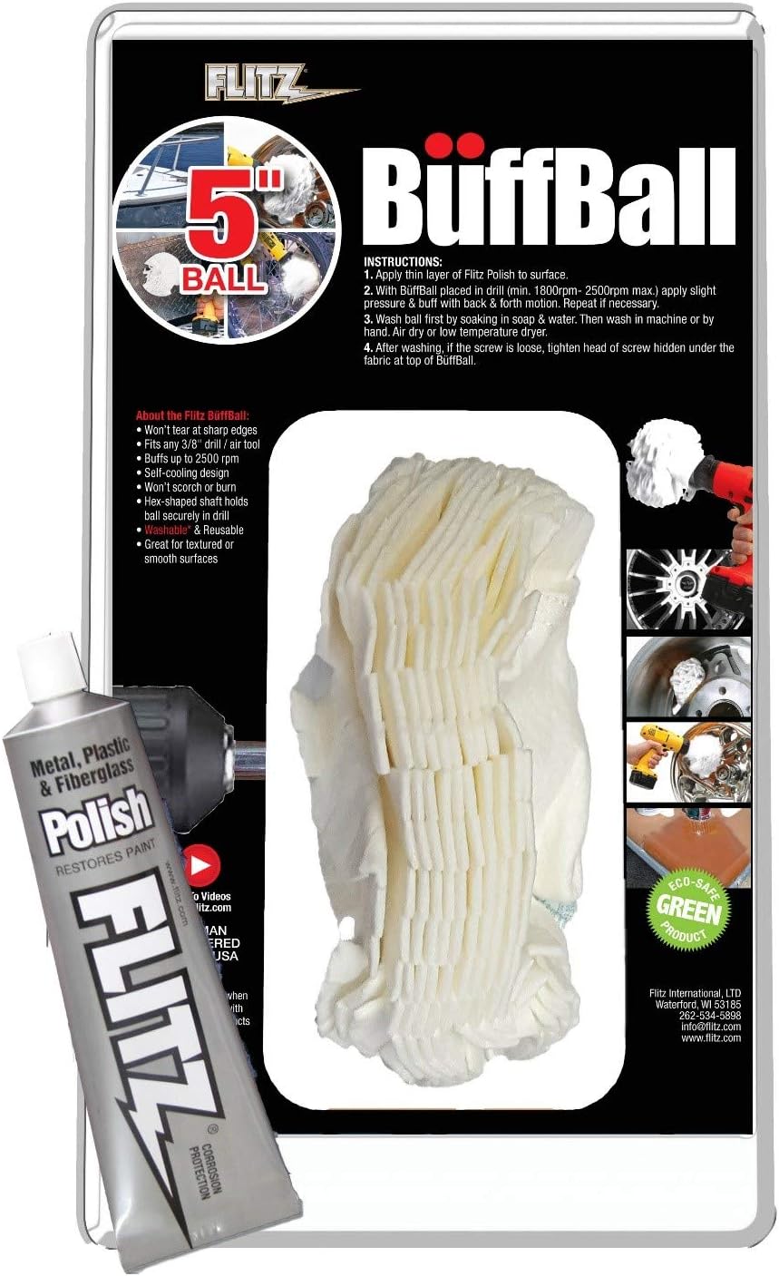 Flitz Buff Ball Car Buffer Drill Attachment with Self