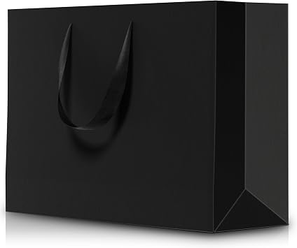 Acina Extra Large Black Gift Bags 16x6x12 Inch 4pcs Black Paper Bags With Handles Bulk For Party Shopping Birthday Wedding XL-4