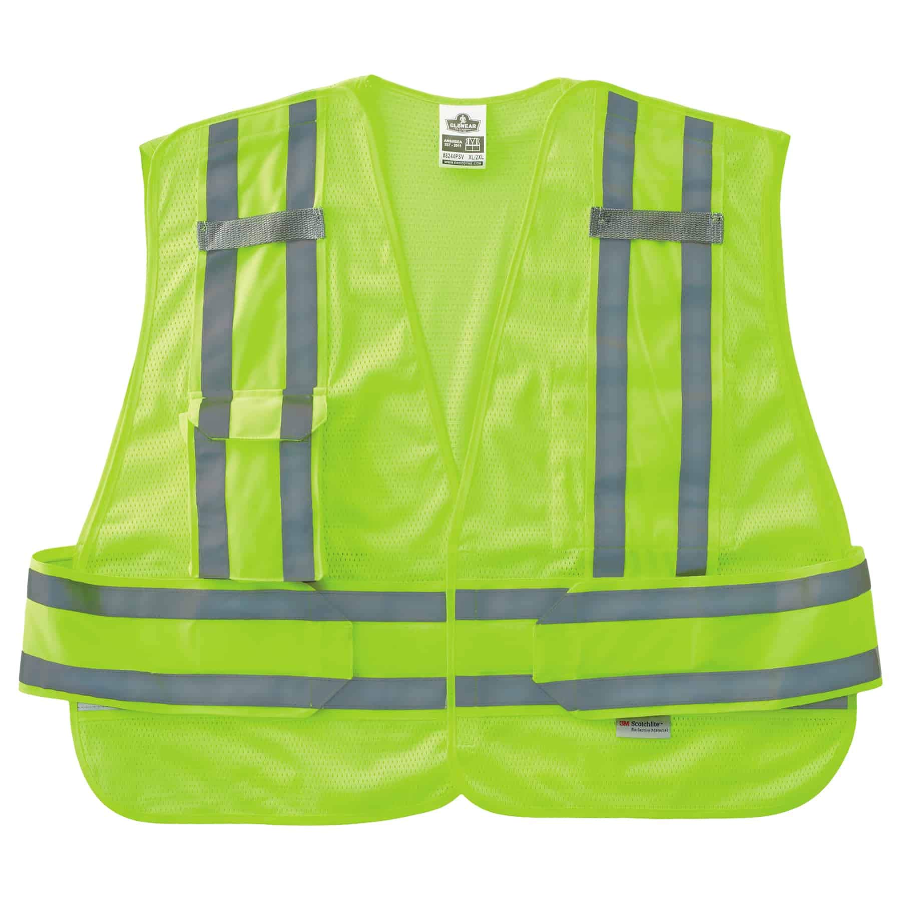 ErgodyneGloWear 8244PSV ANSI High Visibility Lime Expandable Public Safety Vest, Medium/Large