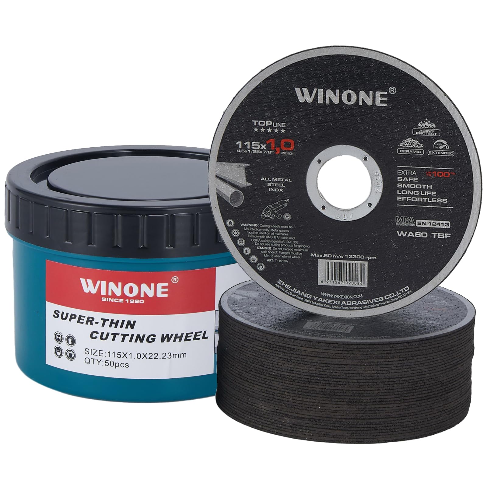 Rueda de corte de 4 1/2, rueda de corte ultrafina de 0.04 x 0.86 pulgadas, disco de corte angular de acero inoxidable, disco de corte de metal rápido sin rebabas (paquete de 50)