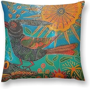 Boho Pillow Covers,Forest Sun Colorful Throw Pillow Covers 12x12 Inch Farmhouse Vintage Abstract Art Boho Decor Cushion Case Boho Home Decor for Couch Sofa Outdoor