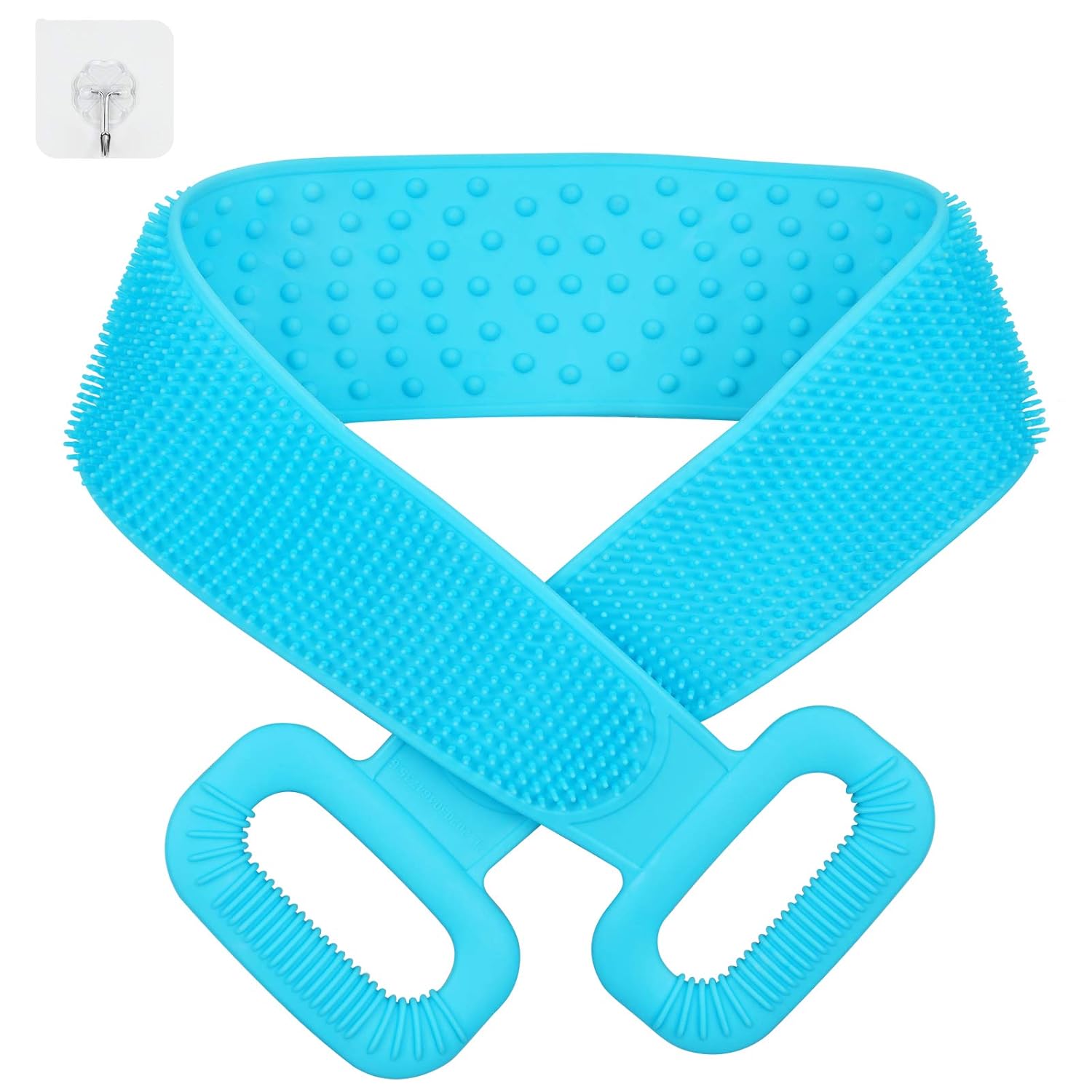 Shiny Flower Silicone Back Scrubber for Shower, Stretchable Large Size 35.4 Body Brush, Exfoliating Scrubber, Easy to Clean Exfoliate, Cleaner Massage, Shower (1Set, blue) : Beauty & Personal Care