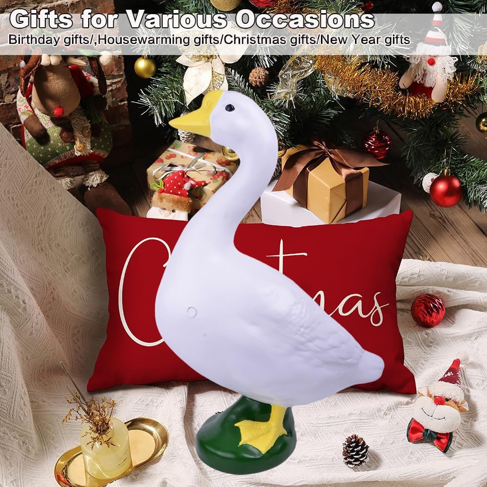 21" Cement Porch Goose Statue with magenetic Wig for Free New Home Gift for Outdoor Decorative Figurine for Garden, Patio, or Entryway Accent (21" Statue with Wig)