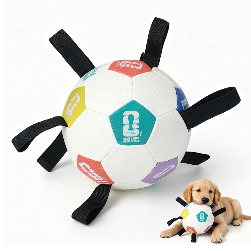 Bola para Cães de Futebol com Alças, Licenciada FIFA® PET MOMENT, 15,24 cm