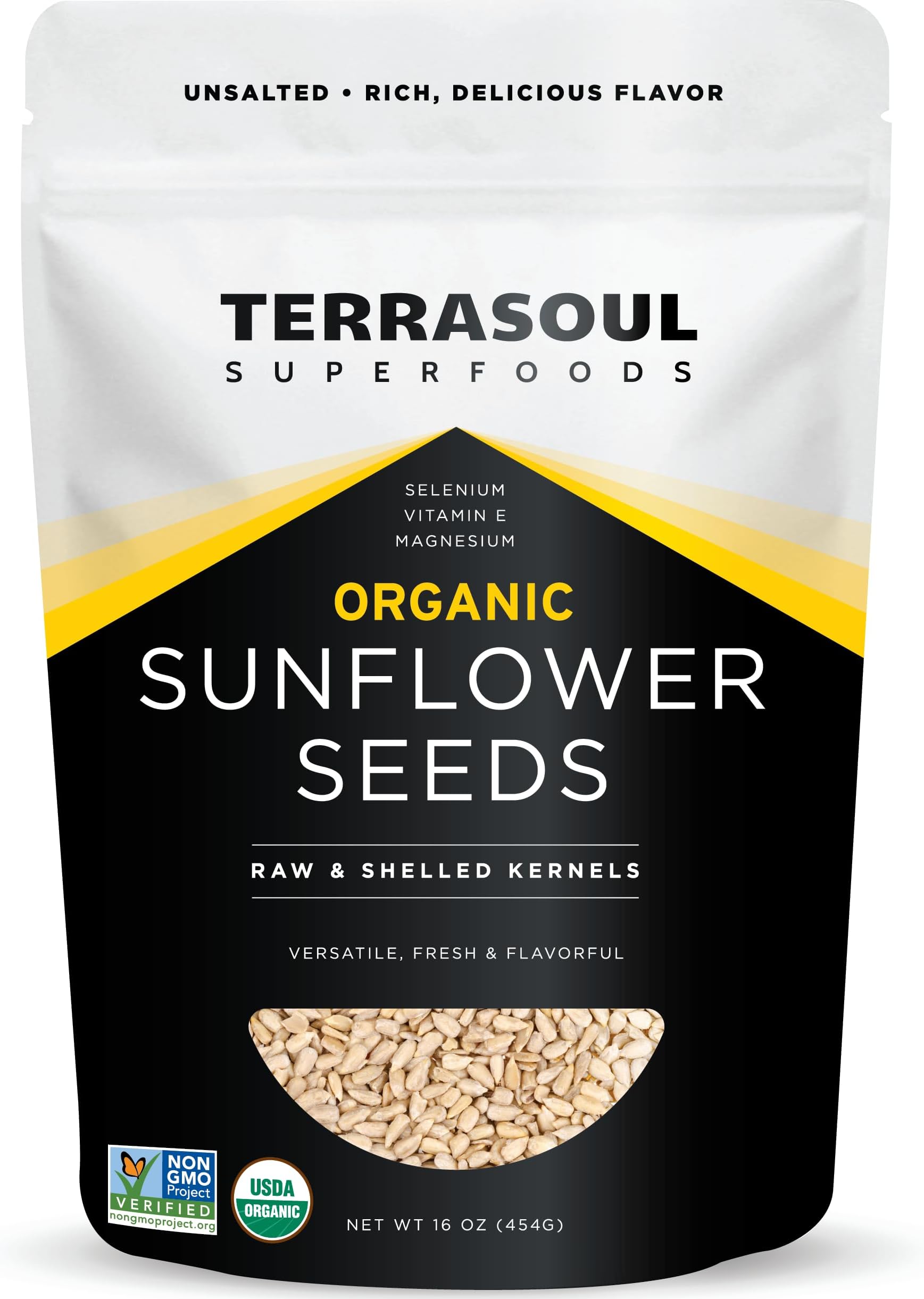 Terrasoul Superfoods Organic Hulled Sunflower Seeds, 16oz, Hulled | Fresh | Vitamin E